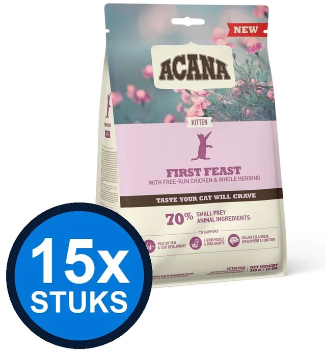 15x Acana - Cat kitten first feast chicken & herring 340gr - Kattenvoer - 340 g