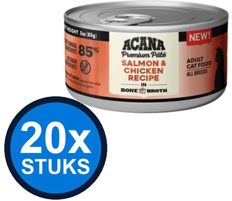 20x Acana - Premium Pate Cat Salmon & chicken - Kattenvoer Natvoer - 85 g de Acana – photo produit