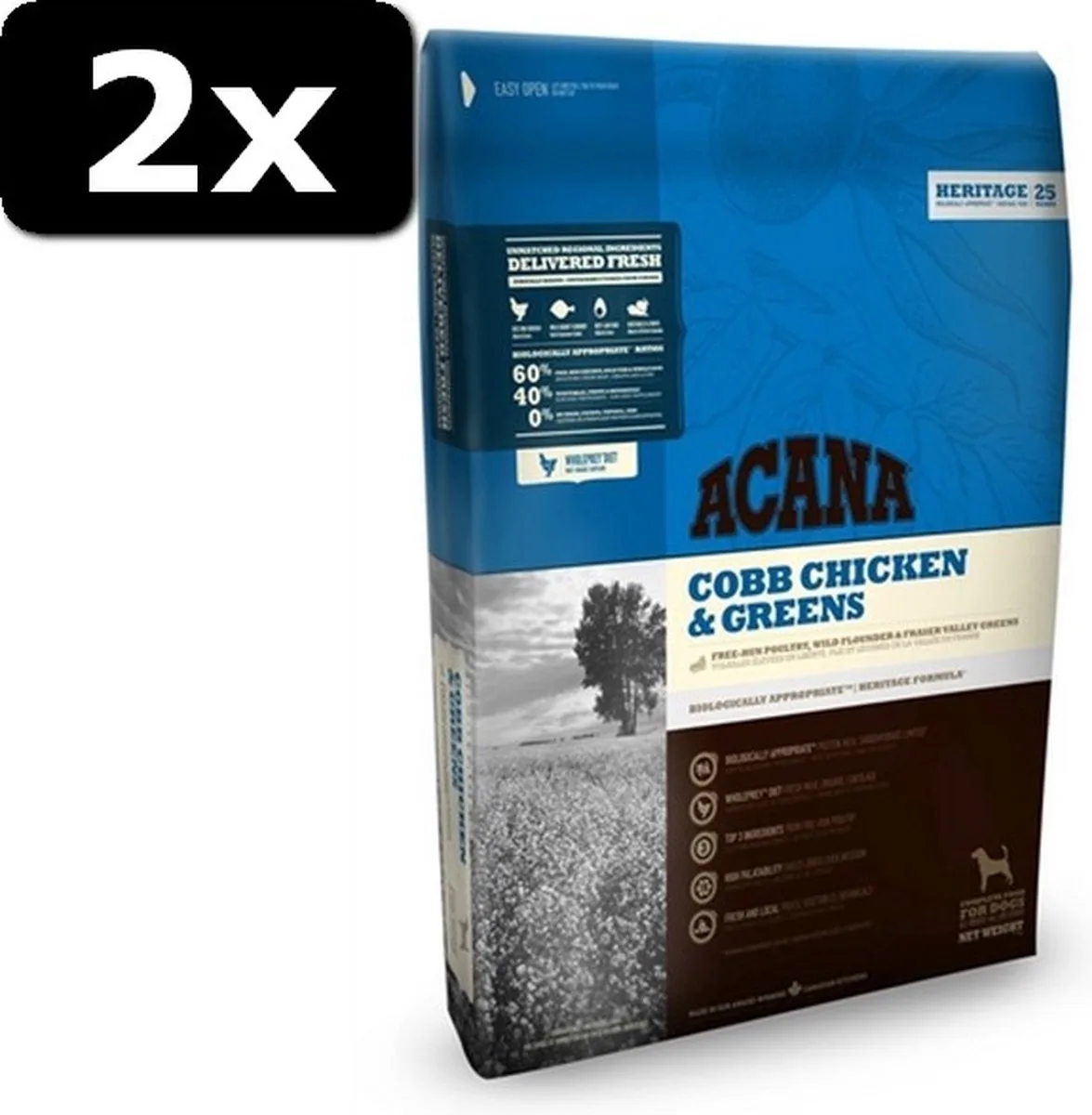 2x ACANA HERITAGE ADULT DOG 11,4KG van Acana – productfoto