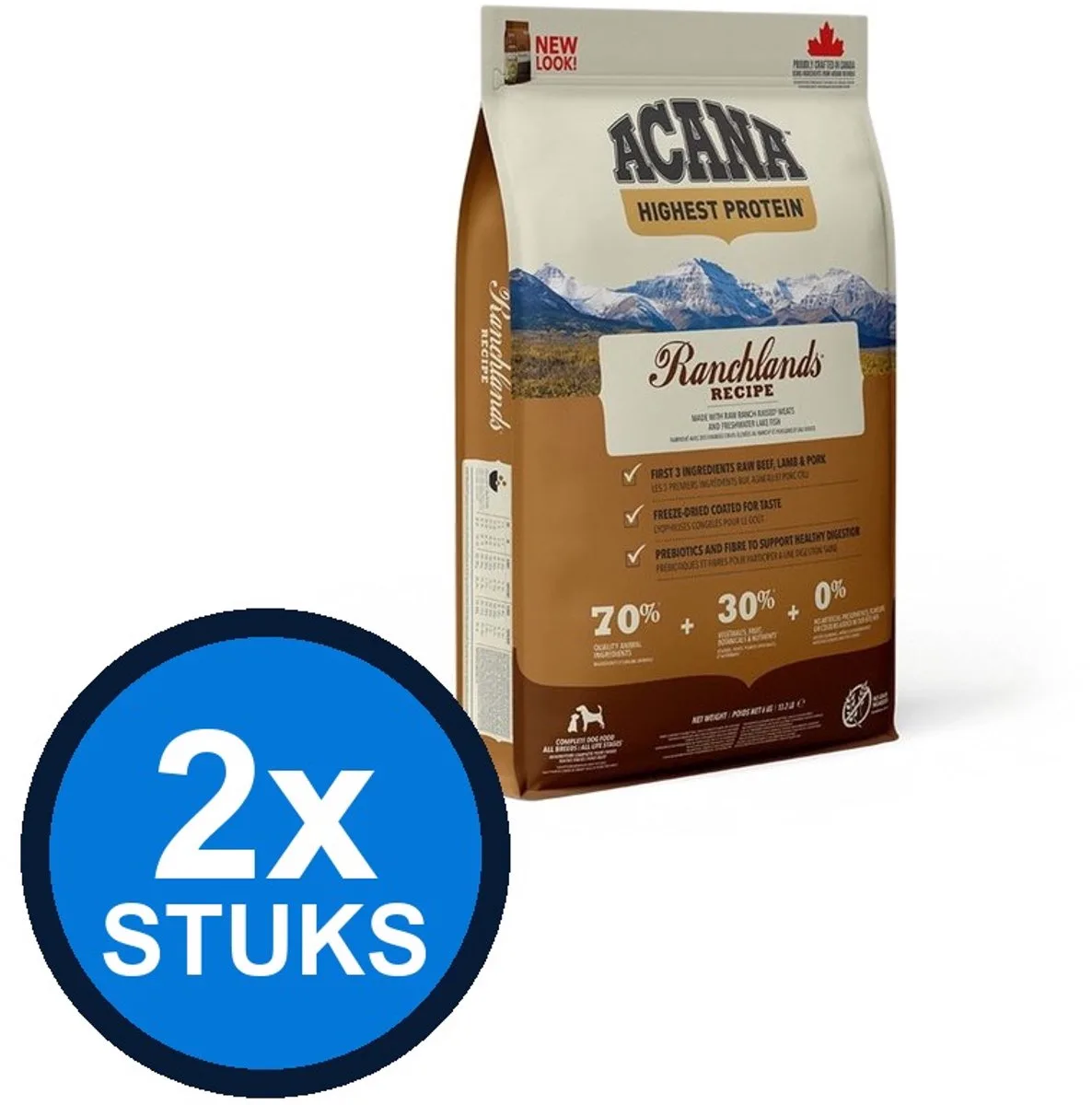 2x Acana - Highest Protein Dog ranchlands 6kg van Acana – productfoto