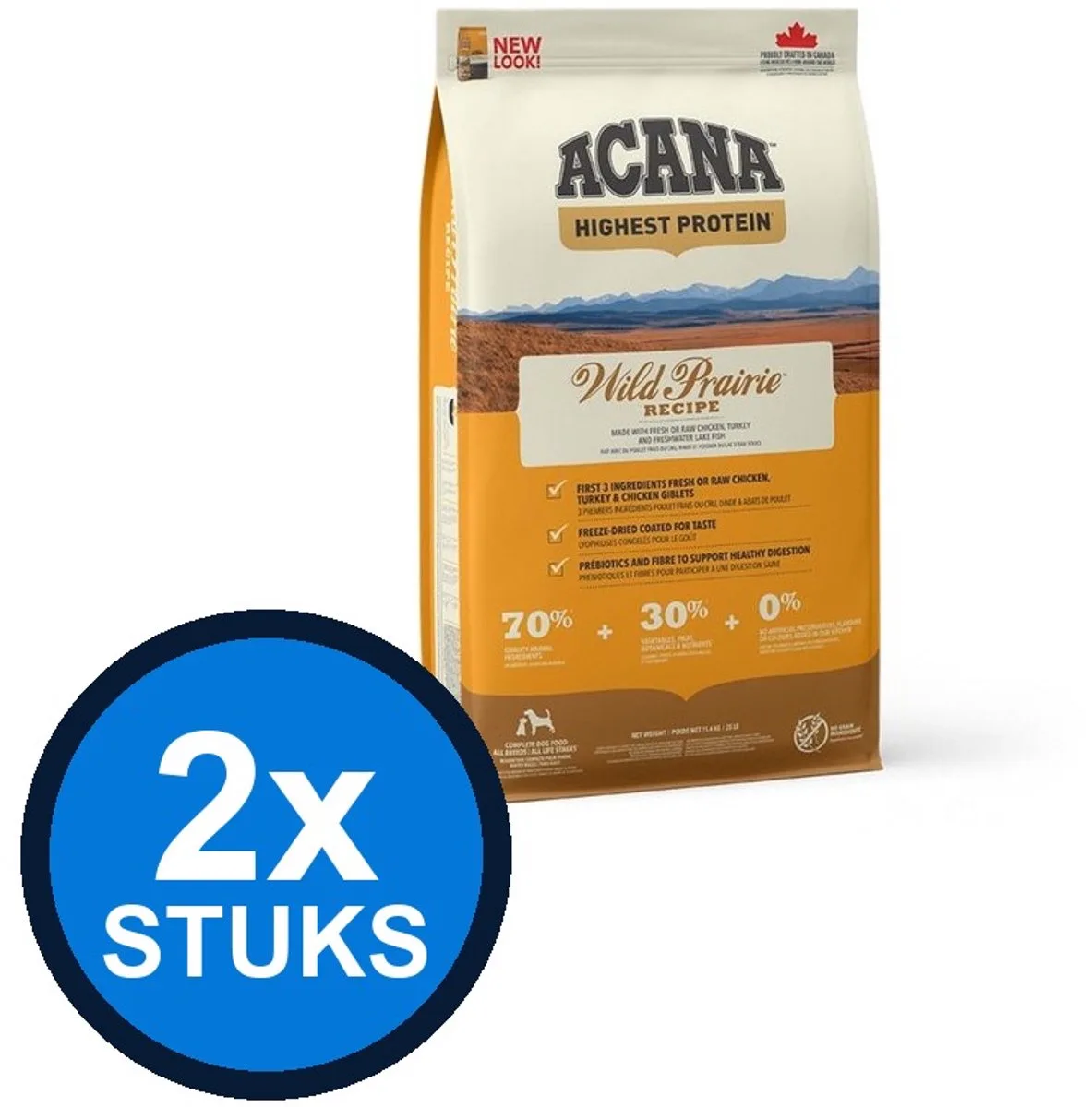 2x Acana - Highest Protein Dog wild prairie 11,4kg de Acana – photo produit