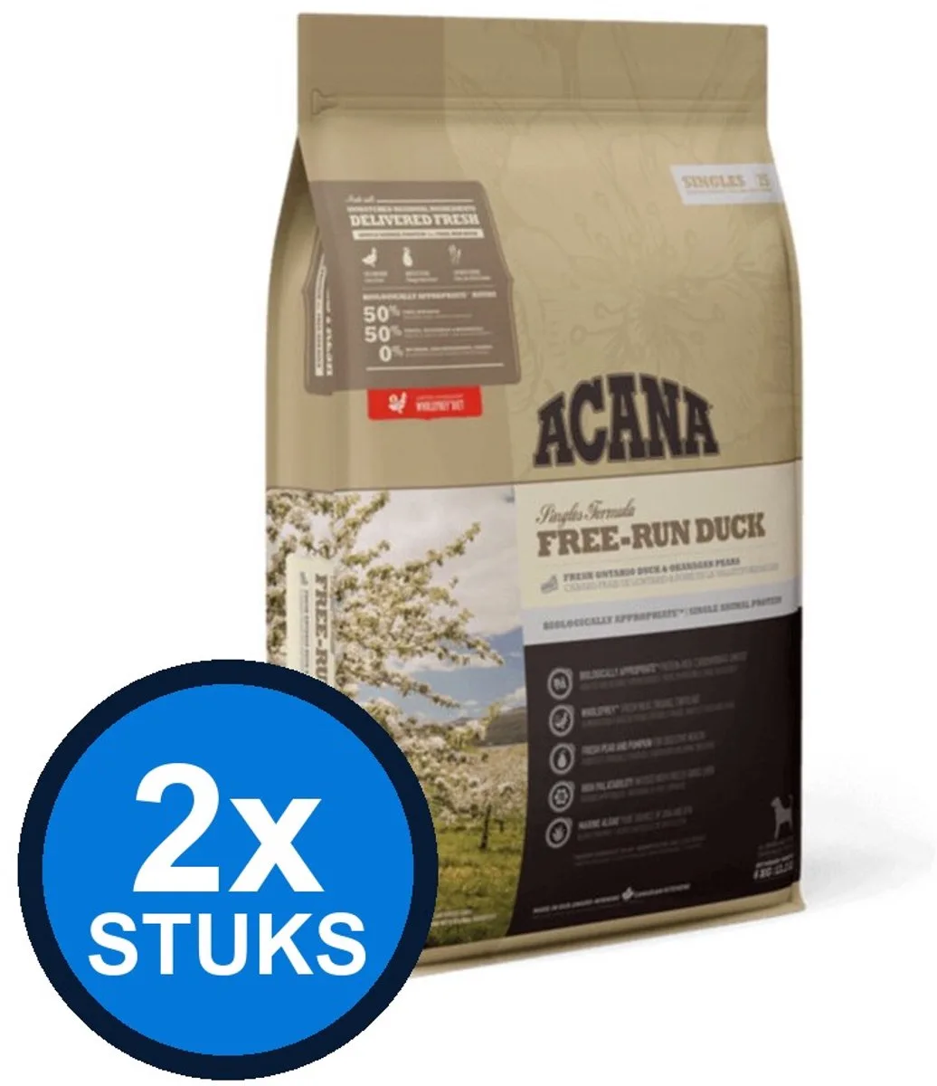 2x Acana - Singles free-run duck 6kg de Acana – photo produit