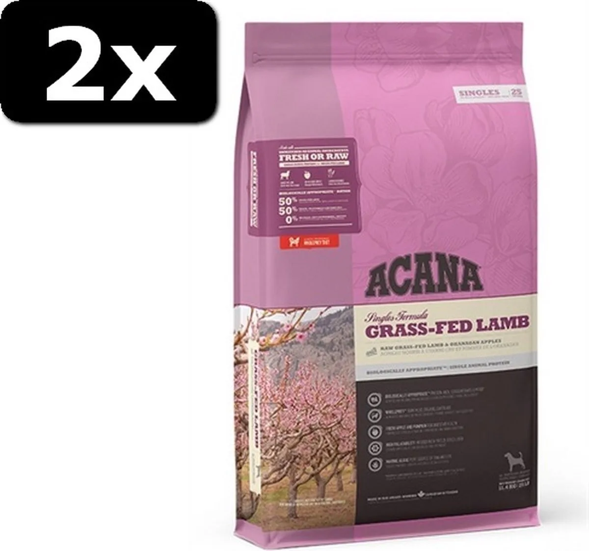 2x ACANA SINGLES GRASS-FED LAMB 11,4KG van Acana – productfoto