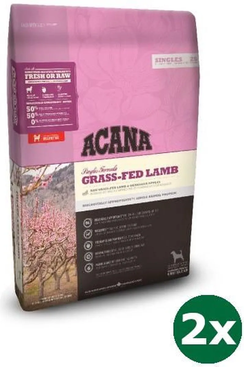 2x17 kg Acana singles grass-fed lamb dog hondenvoer de Acana – photo produit