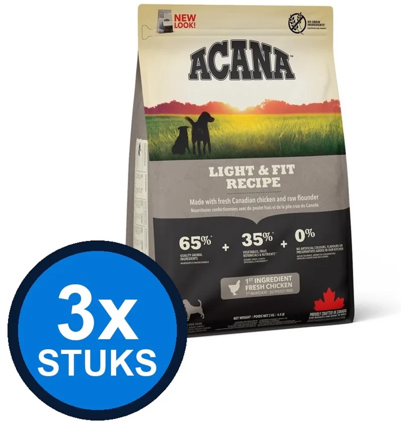 3x Acana - Dog light & fit 2kg - Hondenvoer - 2 kg de Acana – photo produit