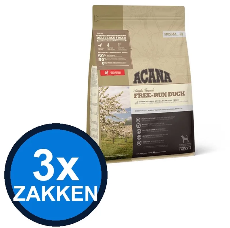 3x Acana - Singles Free-run Duck - Hondenvoer Droogvoer - 2 kg by Acana – product photo
