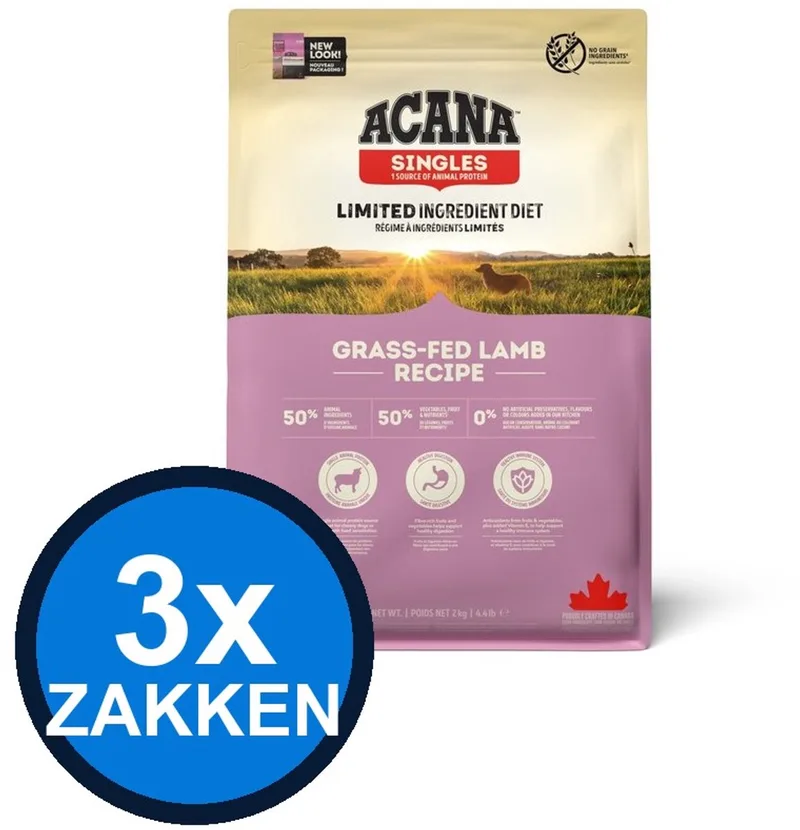 3x Acana - Singles Grass-fed Lamb - Hondenvoer Droogvoer - 2 kg de Acana – photo produit