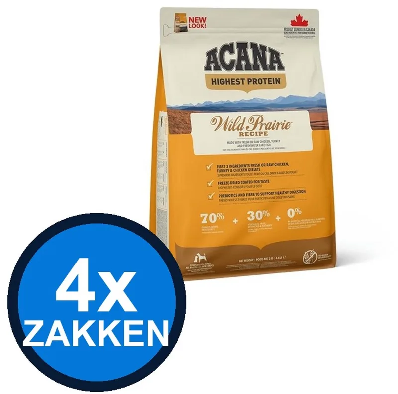 4x Acana - Highest Protein Dog Wild Prairie - Hondenvoer Droogvoer - 2 kg de Acana – photo produit