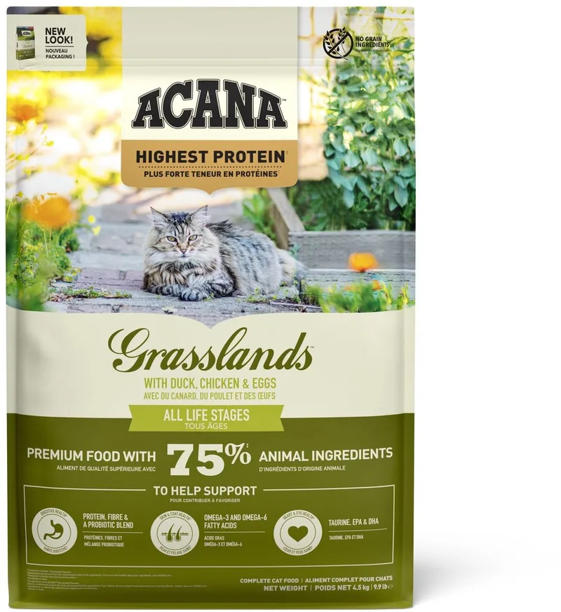 Cat Grasslands Eend&Kip&Ei - Kattenvoer - 4.5 kg by Acana – product photo