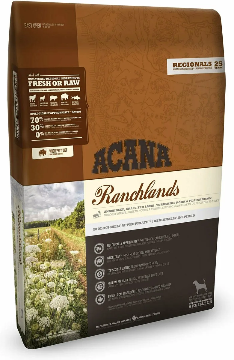 Hondenvoer - Hoogste Eiwit Ranchlands - 11.4kg, Eiwitrijk, Graanvrij fra Acana – produktbillede