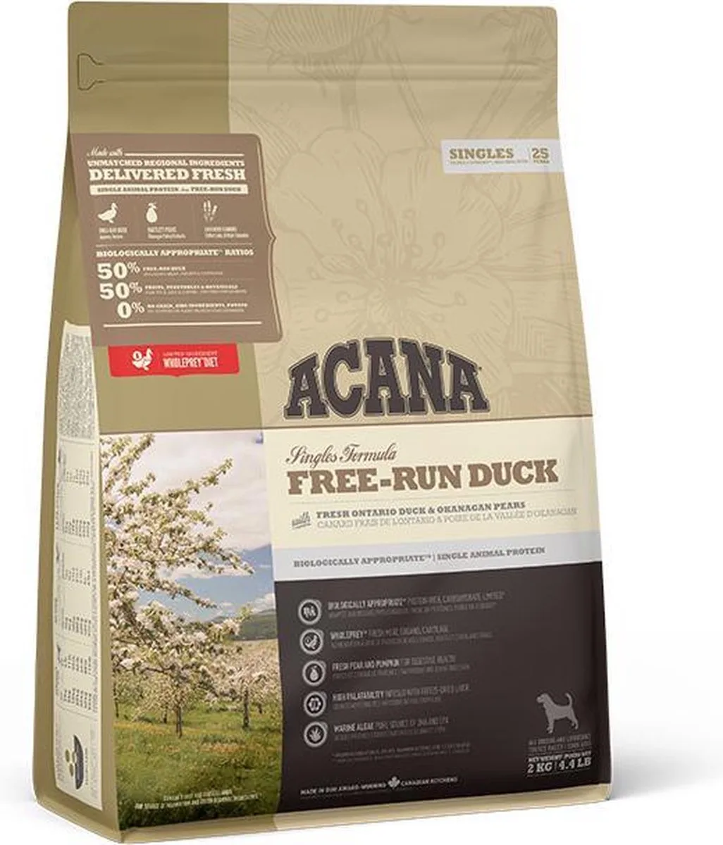 SINGLES Free-Run Duck 2 kg. | 2 kilogram van Acana – productfoto