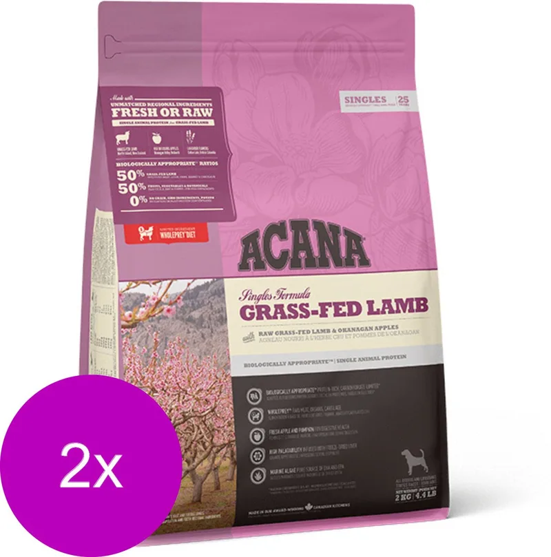 Singles Grass-Fed Lamb Lam&Appel - Hondenvoer - 2 x 2 kg de Acana – photo produit