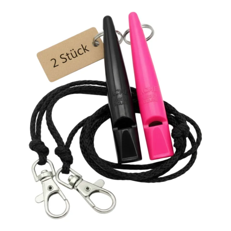 ACME 210.5 Doppelpack Hundepfeife mit Pfeifenband von Acme in Neon pink, Regular – Produktfoto
