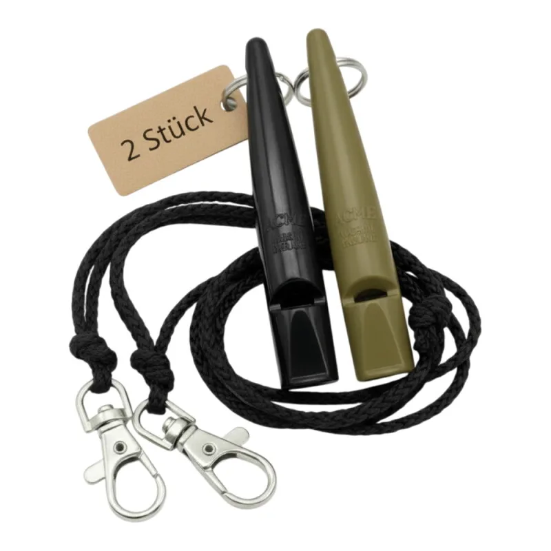 ACME 210.5 Doppelpack Hundepfeife mit Pfeifenband de Acme en Oliv, Regular – photo produit