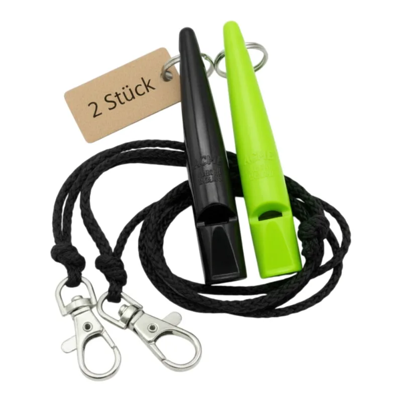 ACME 211.5 Doppelpack Hundepfeife mit Pfeifenband van Acme in Neon grün, Regular – productfoto