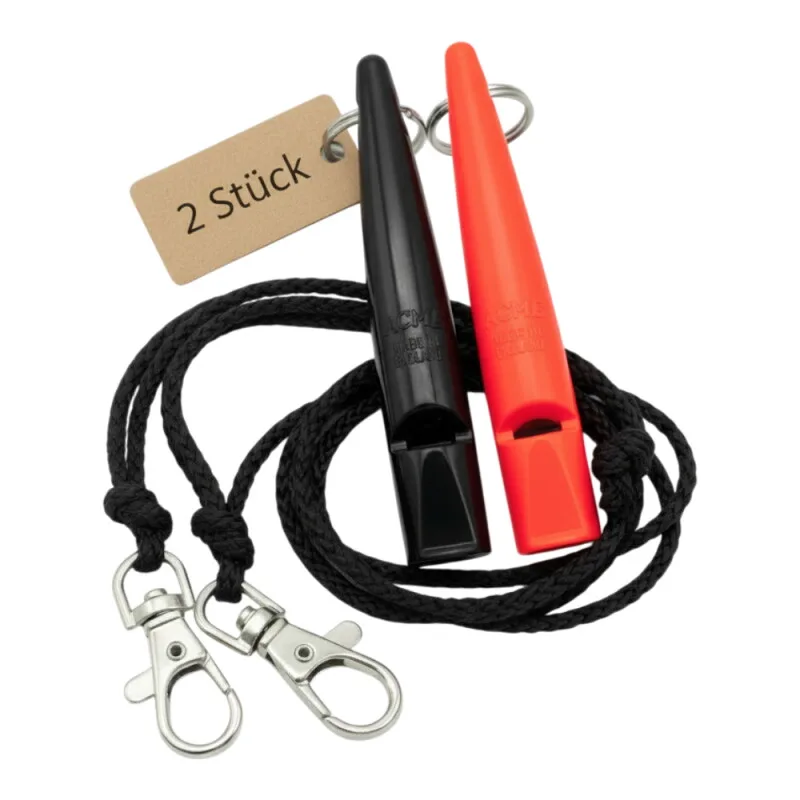 ACME 211.5 Doppelpack Hundepfeife mit Pfeifenband von Acme in Neon orange, Regular – Produktfoto