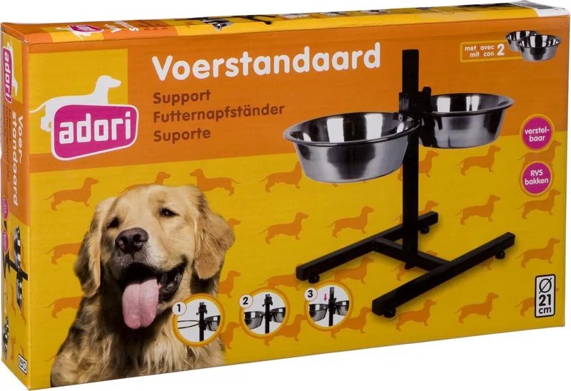 H Standaard Inclusief 2 Bakken - Hondenvoerbak - 21 cm by Adori in Rvs – product photo