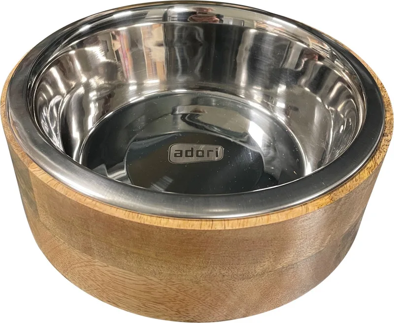 Houten Voerbak Ø17.5x7.5 cm - Hondenvoerbak - 710 ml de Adori en Houtkleur – photo produit
