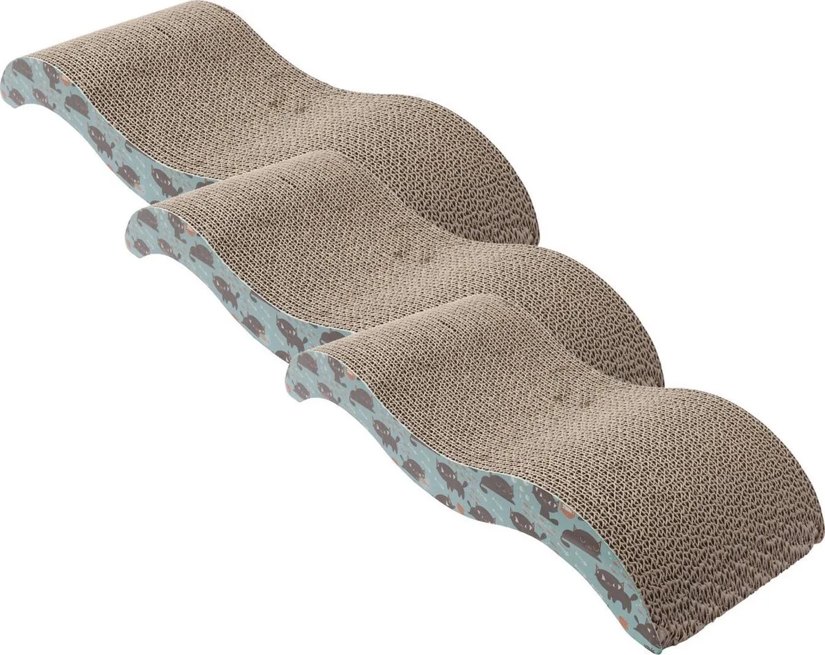 Kartonnenkrabplank Flow - Krabpalen - 3 x 50x20x8 cm by Adori in Natural – product photo