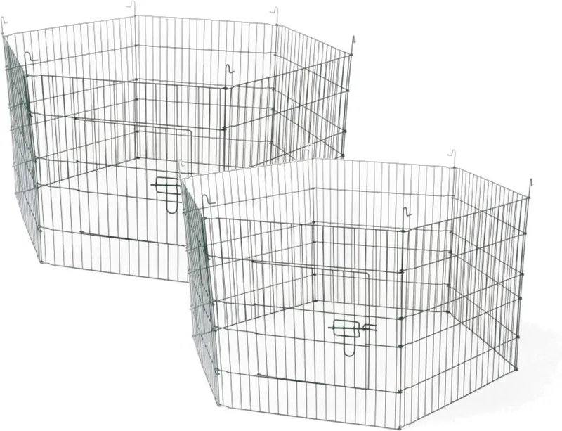 Konijnenren Metaal - Dierenverblijf - 2 x 90x63 cm de Adori en Noir – photo produit