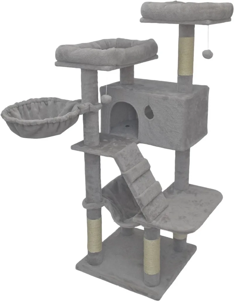 Krabpaal Lizzy - Krabmeubel - 49x49x135 cm Wit by Adori in Light grey – product photo