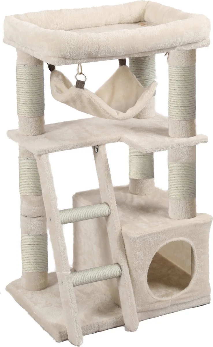 Krabpaal Loulou 55x40x95 cm - Krabpalen - Ivoor&Wit von Adori in Elfenbein – Produktfoto