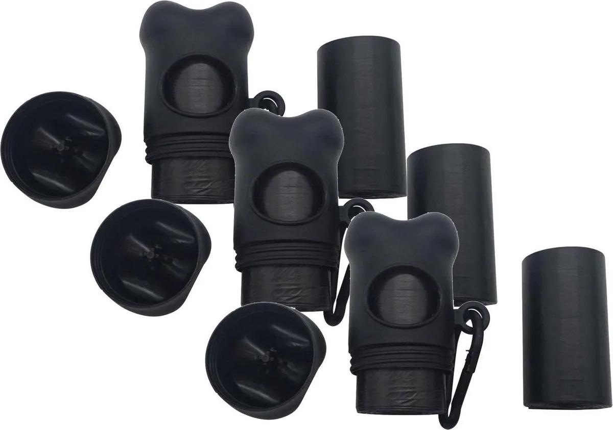 Poepzakjes Met Houder Botje - Hondenpoepzakjes - 3 x van Adori in Zwart – productfoto