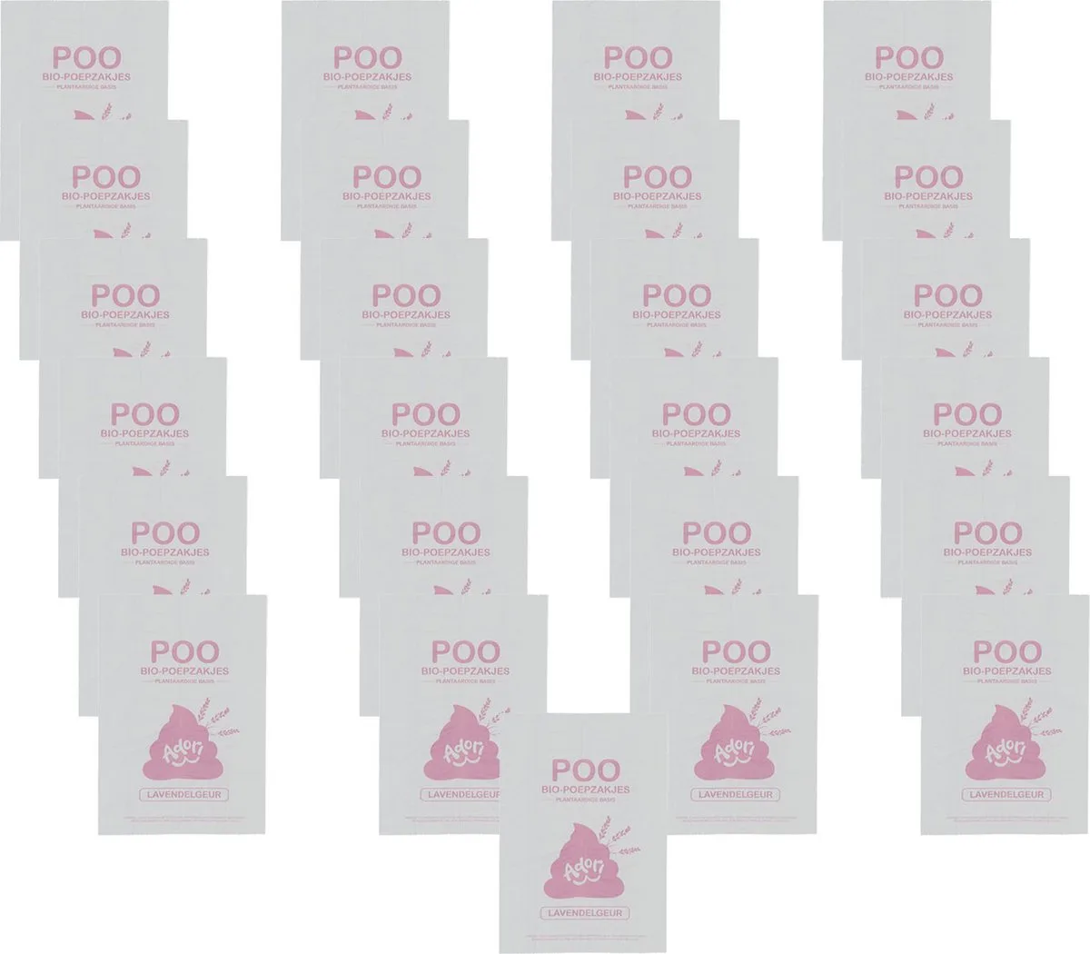 Poo Bio-Poepzakjes - Hondenpoepzakjes - 25 x 22x32 cm 1x15 Zakjes Lavendelgeur van Adori in Wit – productfoto