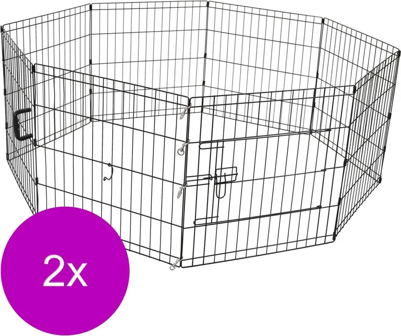Puppyren - Hondenbench - 2 x 61x76 cm von Adori in Schwarz – Produktfoto