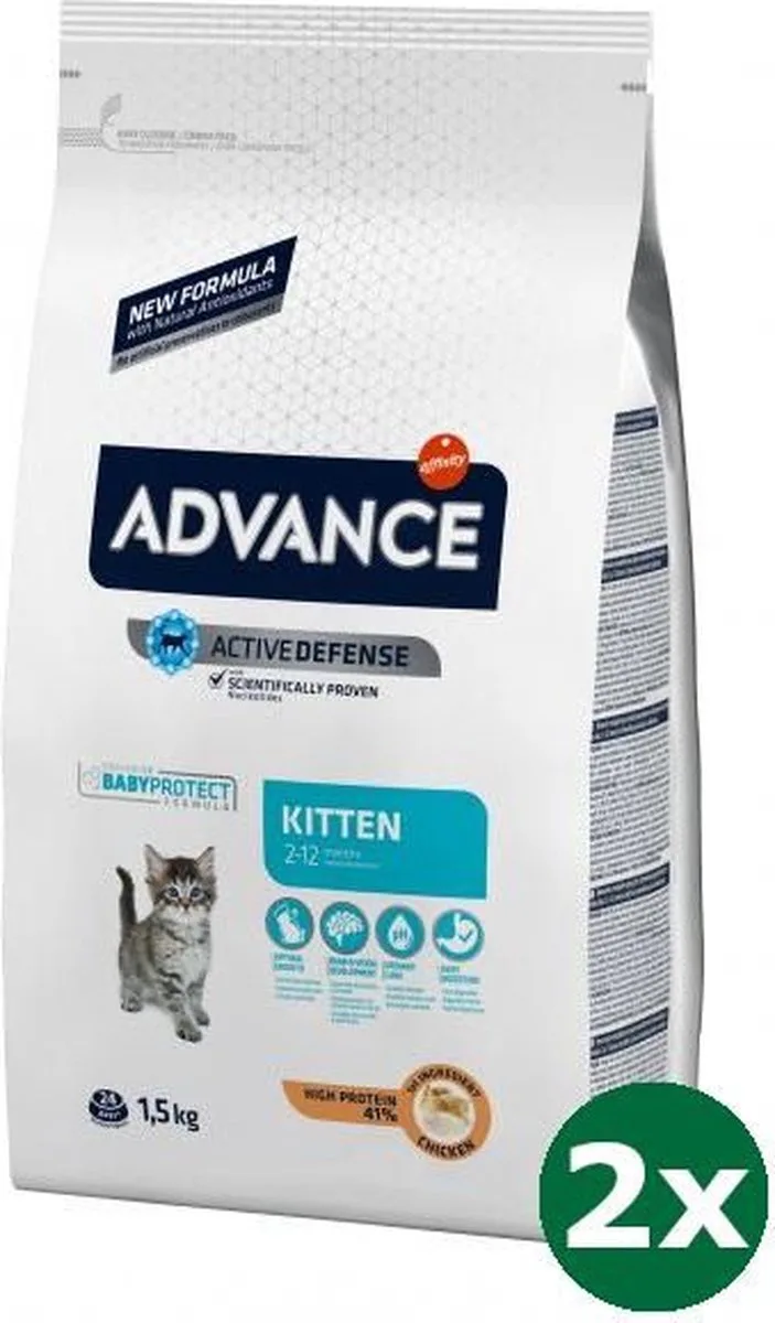 cat kitten chicken / rice kattenvoer 2x 1,5 kg by Advance – product photo