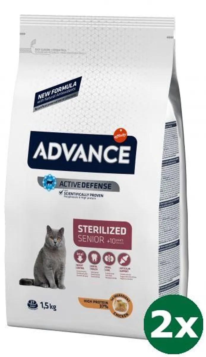 cat sterilized sensitive senior 10+ kattenvoer 2x 1,5 kg by Advance – product photo