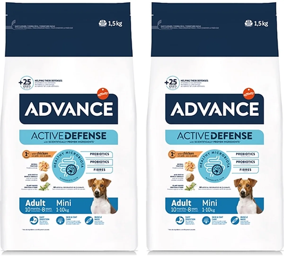 Hondenvoer Mini Adult - Compleet Hondenvoer Met Kip 1.5kg - 2 stuks - Multipack van Advance – productfoto