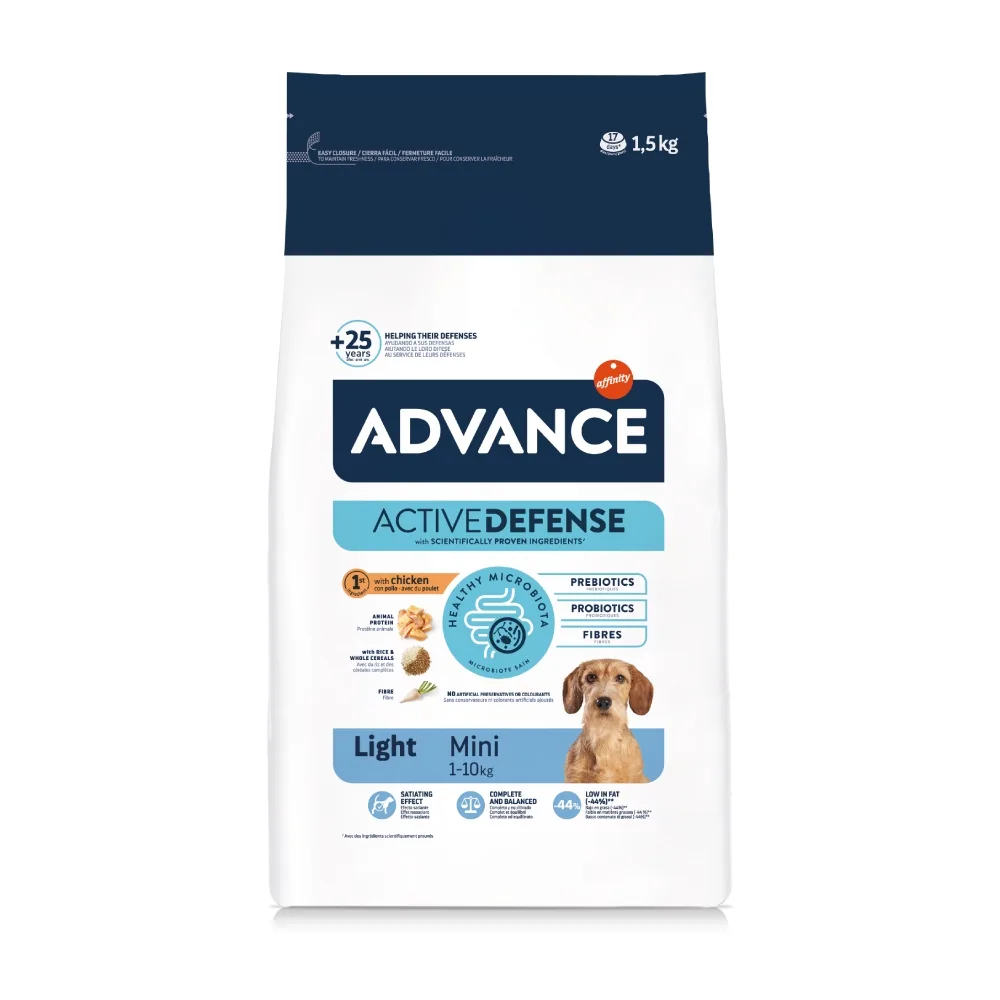 Light-Trockenfutter für kleine Hunde mit Huhn und Reis 1,5 Kg von Advance – Produktfoto