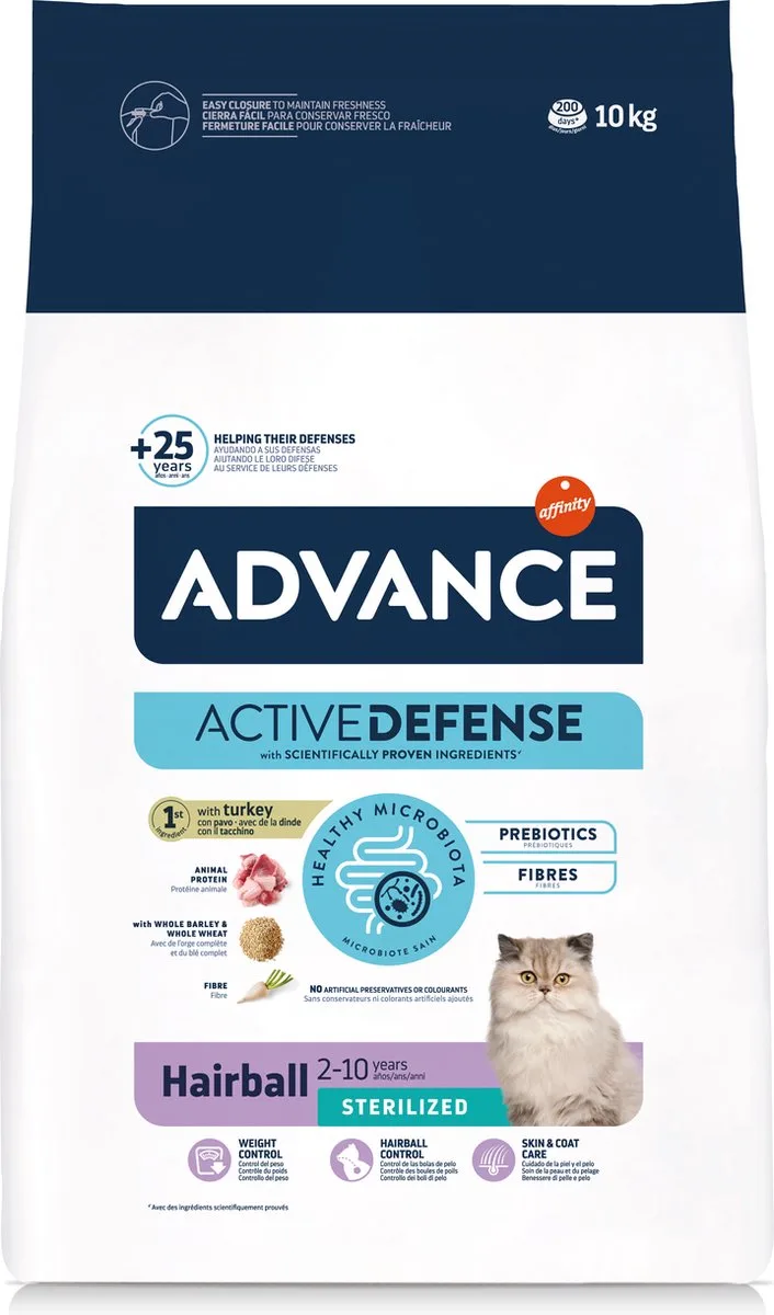 Sterilized Hairball - Kattenvoer - 10 kg de Advance – photo produit