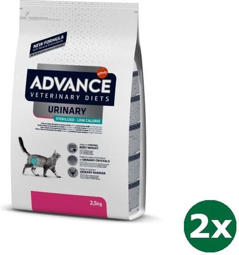 veterinary cat urinary sterilized low calory kattenvoer 2x 2,5 kg by Advance – product photo