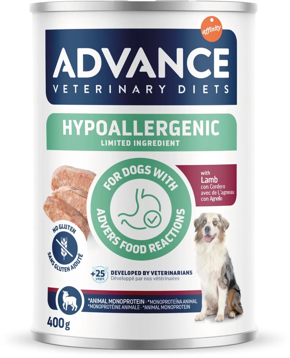 Aliment Humide Veterinary Diets à l’Agneau Ingrédients Limités pour Chiens 400 GR de Advance – photo produit