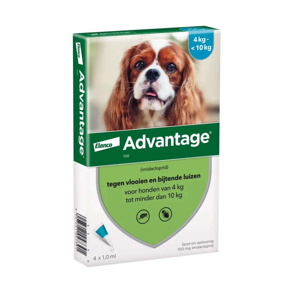 2x Advantage Anti Vlooiendruppels 100 Hond 4 - 10 kg 4 pipetten de Advantage – photo produit