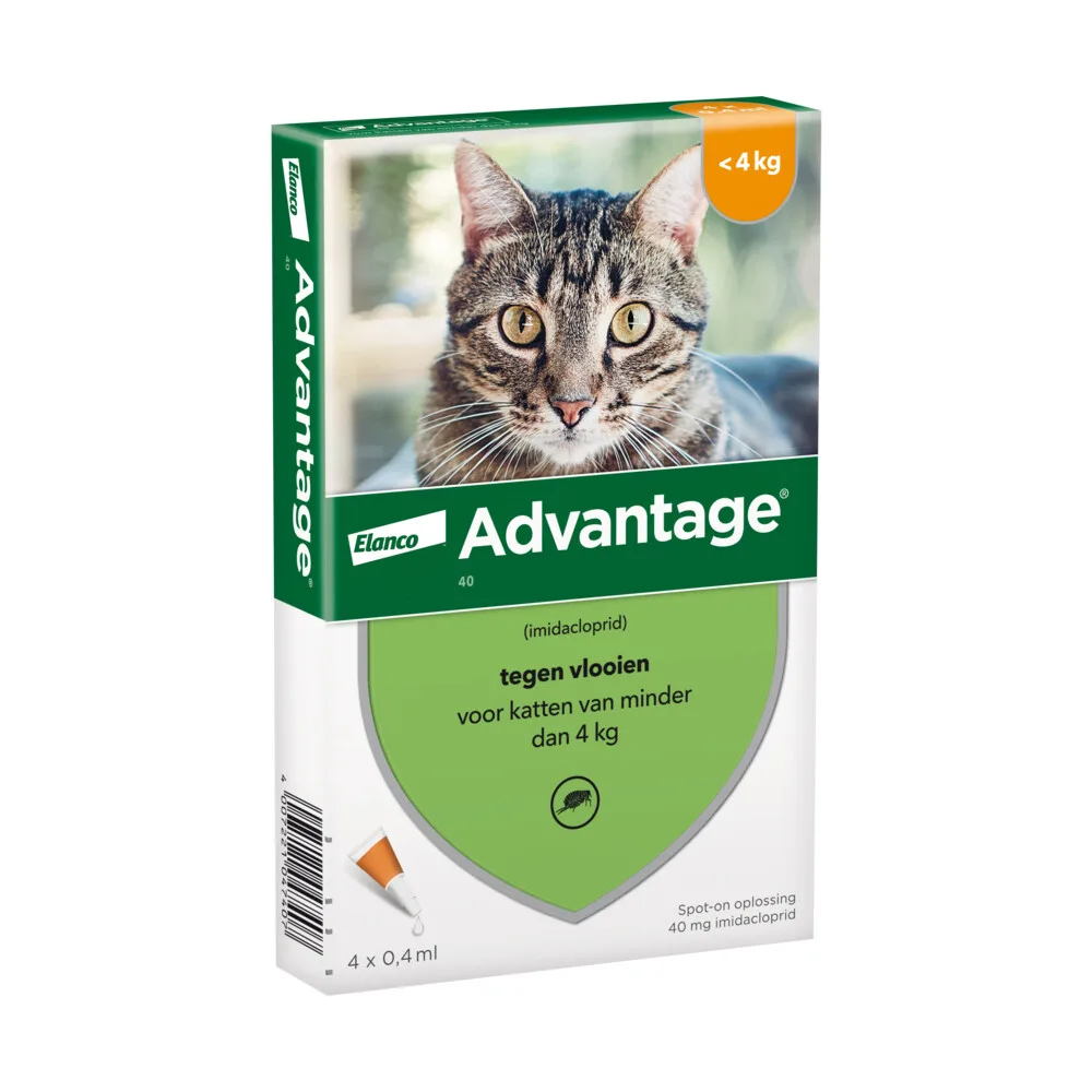 2x Advantage Anti Vlooiendruppels 40 Kat tot 4 kg 4 pipetten by Advantage – product photo
