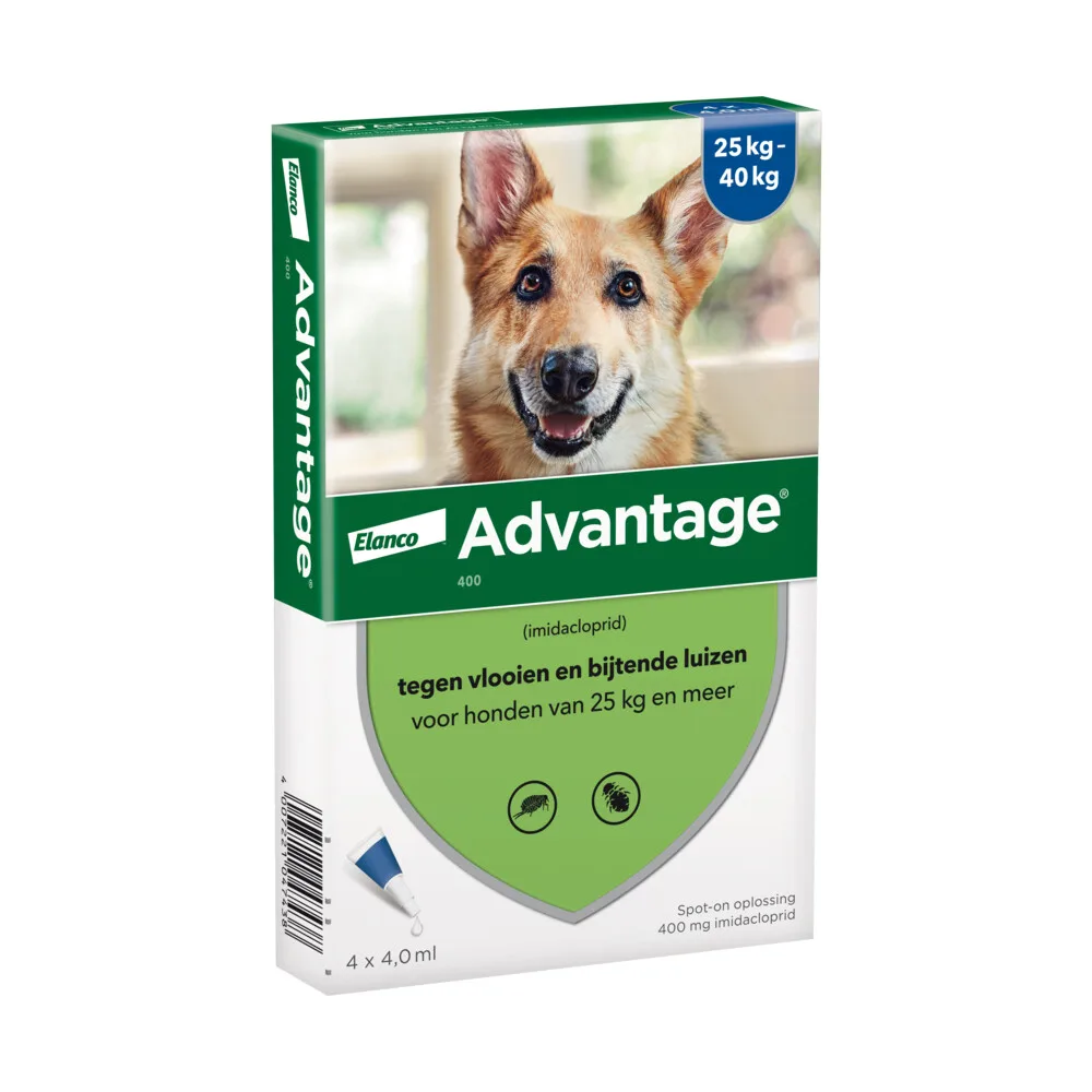 2x Advantage Anti Vlooiendruppels 400 Hond 25 - 40 kg 4 pipetten de Advantage – photo produit