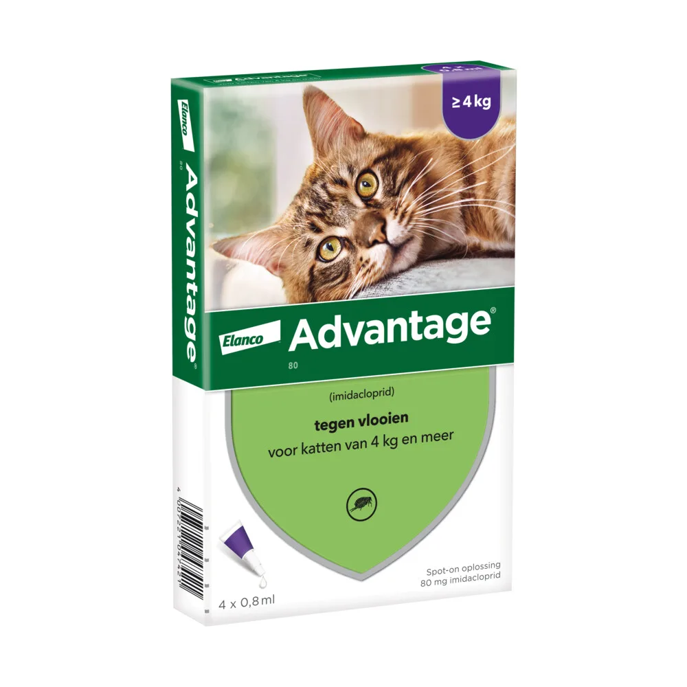 2x Advantage Anti Vlooiendruppels 80 Kat vanaf 4 kg 4 pipetten by Advantage – product photo