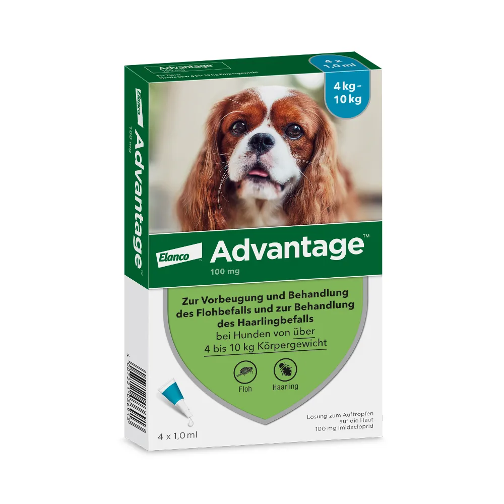 4 Pipetten Advantage 100 voor honden van 4-10kg - NL van Advantage – productfoto