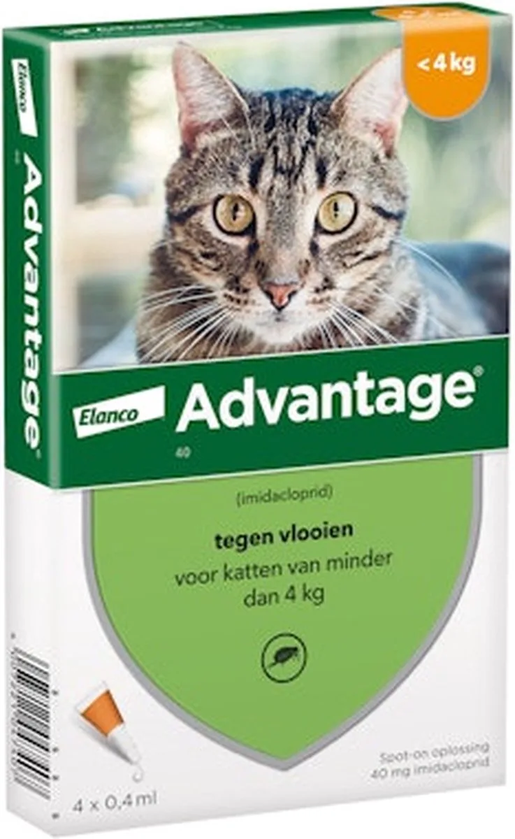 Advantage 40 Vlooiendruppels Kat tot 4 kg - 4 Pipetten van Advantage – productfoto