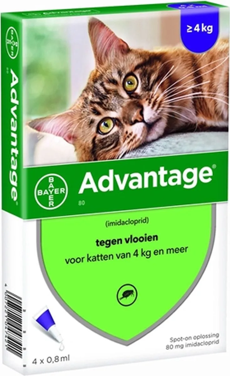 Bayer advantage kat 4 pipetten - 80 vanaf 4 kg 4 pip - 1 stuks by Advantage – product photo
