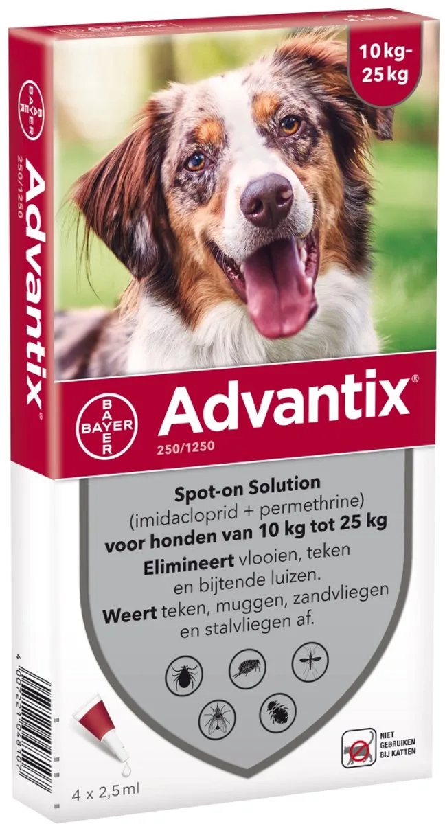 Bayer Advantix Vlooien & Teken Pipetten - Hond 10 Tot 25 kg - 4 stuks by Advantix – product photo