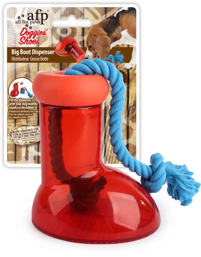 Doggies' Shoes Big Boot Dispenser - Hondenspeelgoed - Intelligentie Speelgoed voor Honden - Maat L - Hondenspeeltje de AFP en Rouge – photo produit