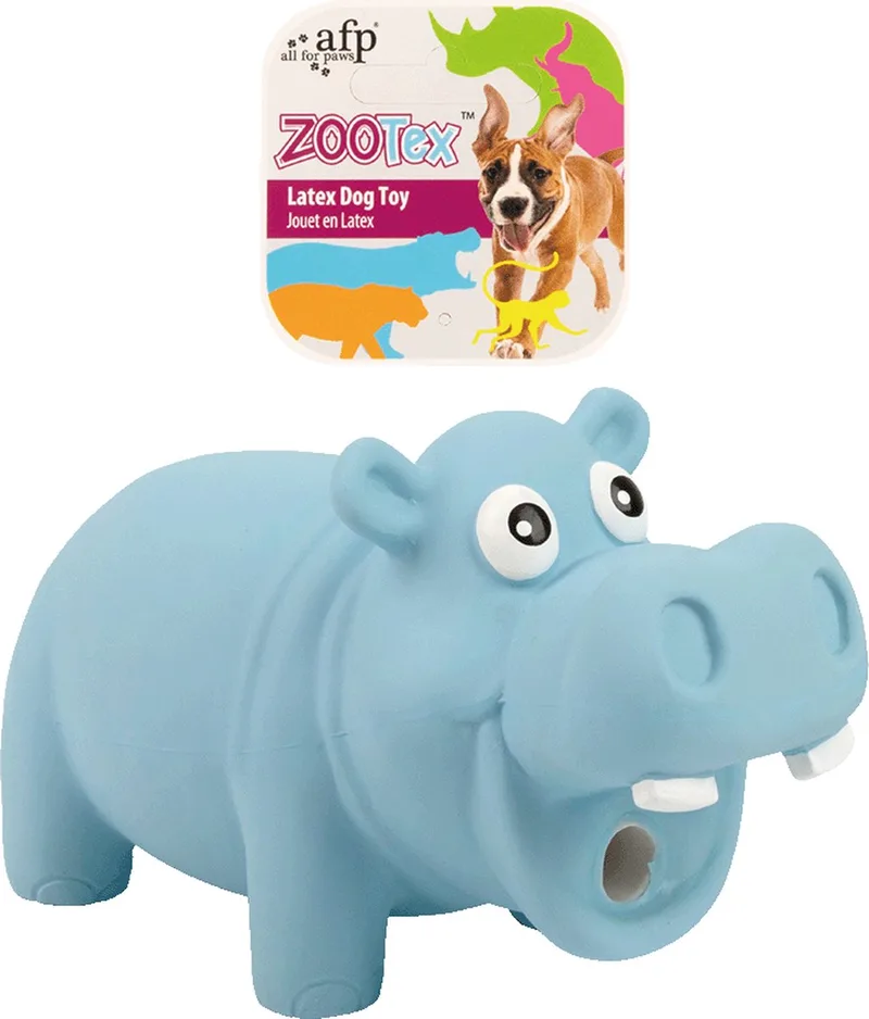 Hector the Hippo - Hondenspeelgoed - ZooTex - Latex hondenspeeltje - Met knorgeluid - S de AFP en Nijlpaard – photo produit