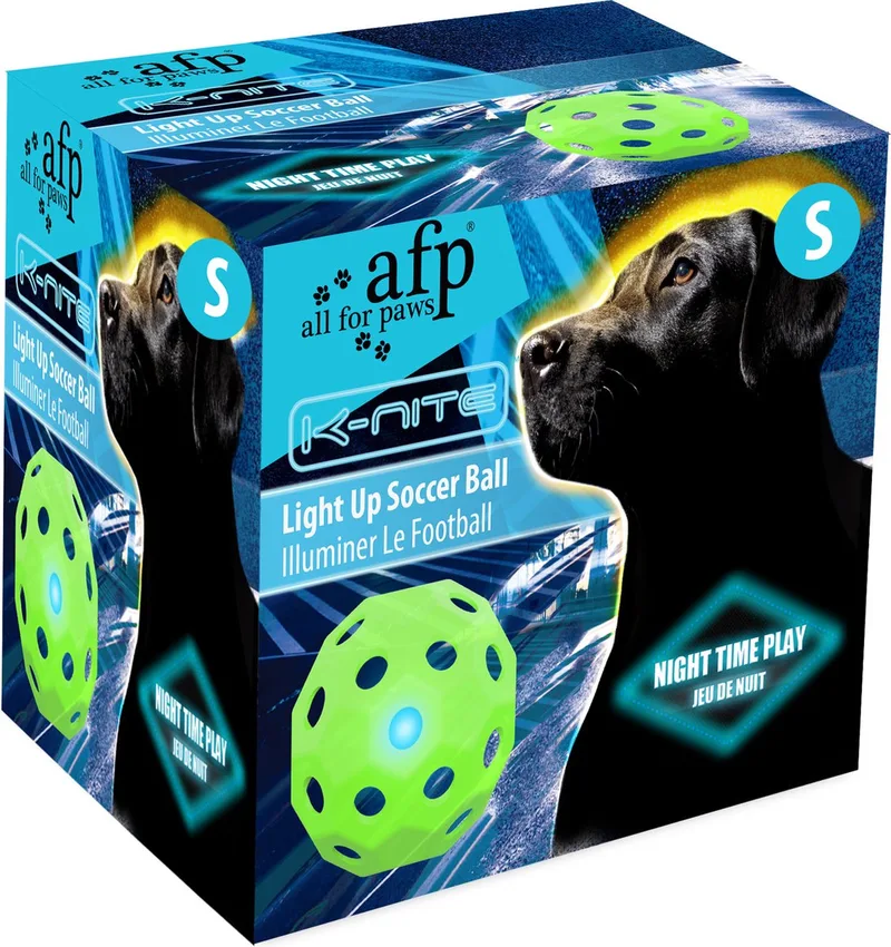K-NITE Light up Soccer Ball - Hondenspeelgoed - Lichtgevende Hondenbal - Laad zichzelf op - Medium by AFP in Green – product photo