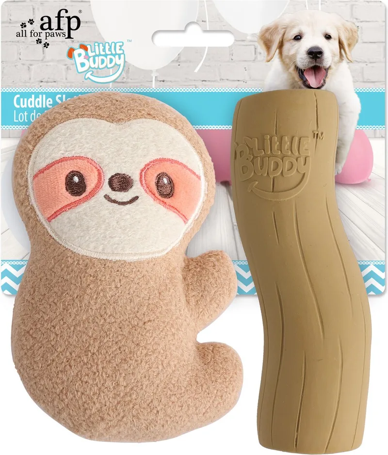 Little Buddy knuffel – Puppyspeelgoed – 2-Pack – Speeltjes met Pieper – Interactief – Zachte Knuffel – Stimulerend – Hondenspeelgoed – voor Jonge Honden by AFP in Luiaard – product photo