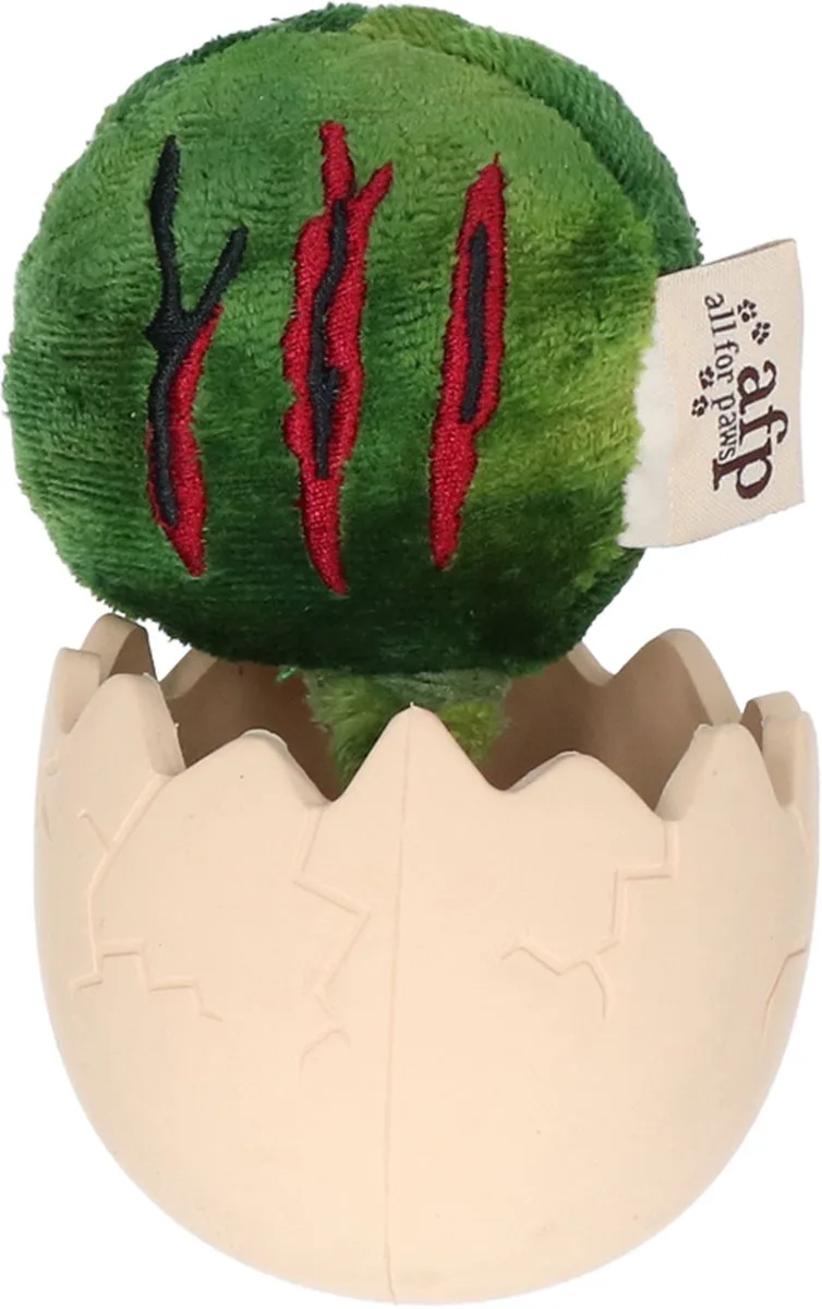 My T-rex – Paw scratch Dino – Trekspeeltje hond – Ideaal om traktaties in te verstoppen – Uitdagend hondenspeelgoed – Dinosaurus klauw – Ei – Rubber/Polyester - Groen/Wit de AFP en Blanc – photo produit