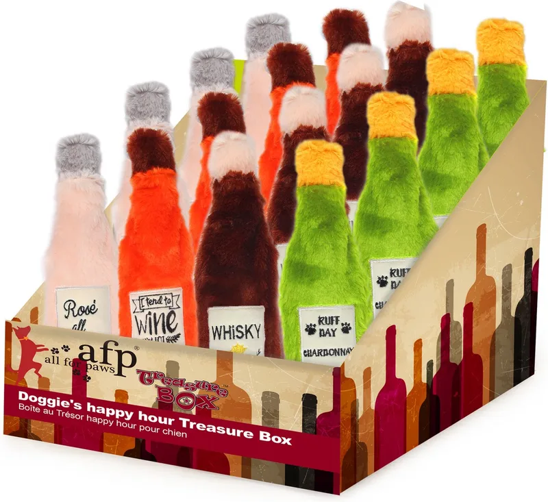 Treasure box - Doggie's happy hour Treasure Box - Hondenspeelgoed - Hondenspeeltjes - Pieper en/of krakend materiaal - 16 Stuks by AFP in Brown – product photo